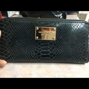 Michael Kors full zip wallet black snakeskin